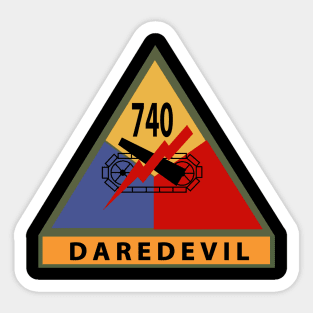 740thTank Battalion SSI - Daredevil w Name Tape Sticker